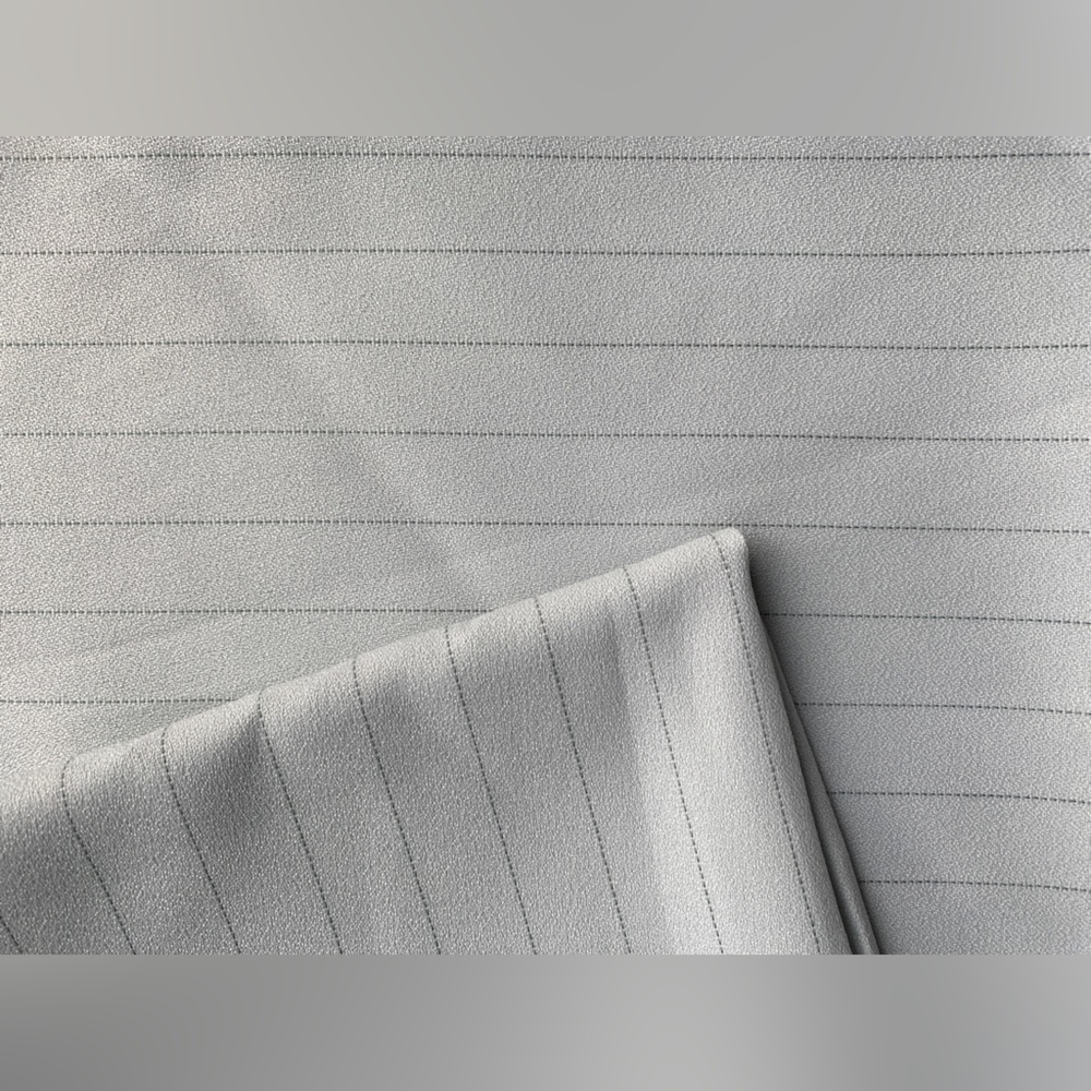 100% Silk - Bulk Silk Shirting Fabric from TAMOTSU, Light Gray and Black Stripes